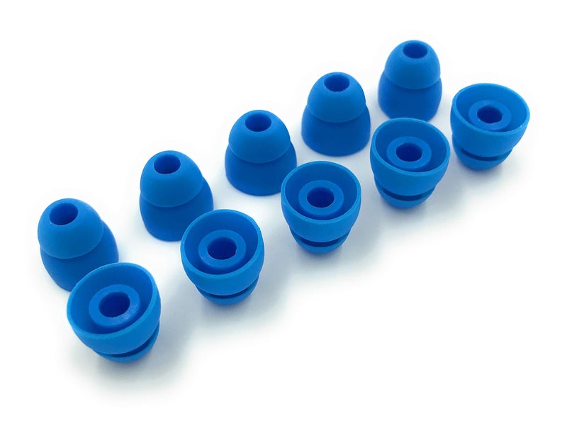 Earbudz 5 Pairs of Double Flange Replacement Earbud Tips fit Powerbeats, LG, Symphonized, iFrogz, Mpow, Skullcandy, Panasonic Headphones (Flash Blue) - Image 2